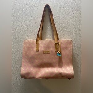 Dooney & Bourke Pink and Tan Signature double  handle Tote Vintage